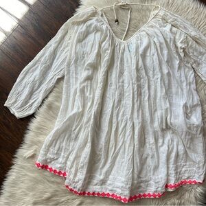Basta Cream Embroidered Oversized Swim Coverup Dress